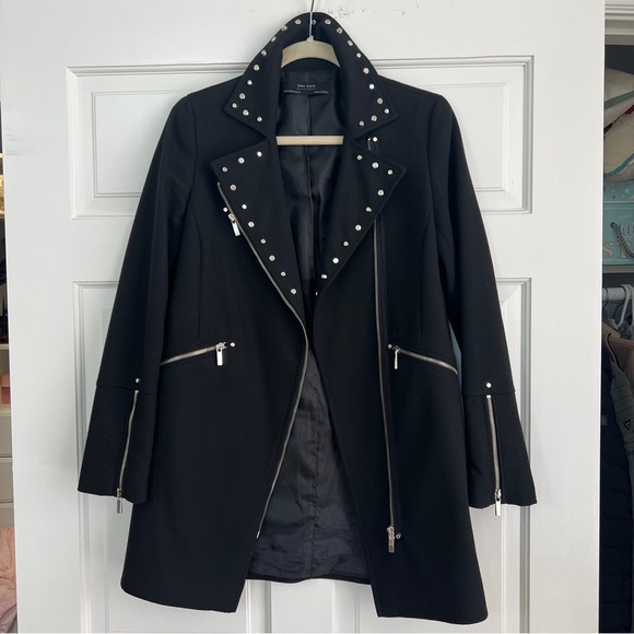 Zara Black Trench Coat with Silver Accents - Picture 7 of 7
